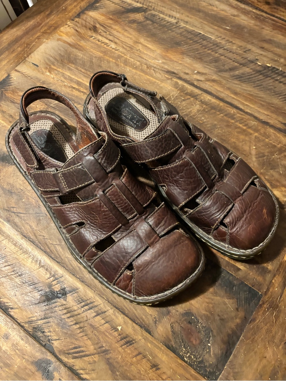 Born Brown Leather Fisherman Sandals for Men